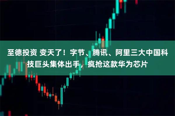 至德投资 变天了！字节、腾讯、阿里三大中国科技巨头集体出手，疯抢这款华为芯片